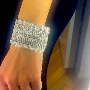 Silver Diamond Pattern Bangles